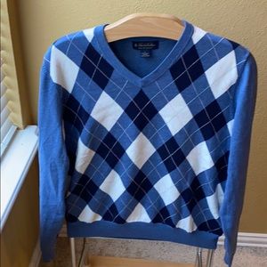 Brooks Brothers Argyle V-neck cotton sweater. L